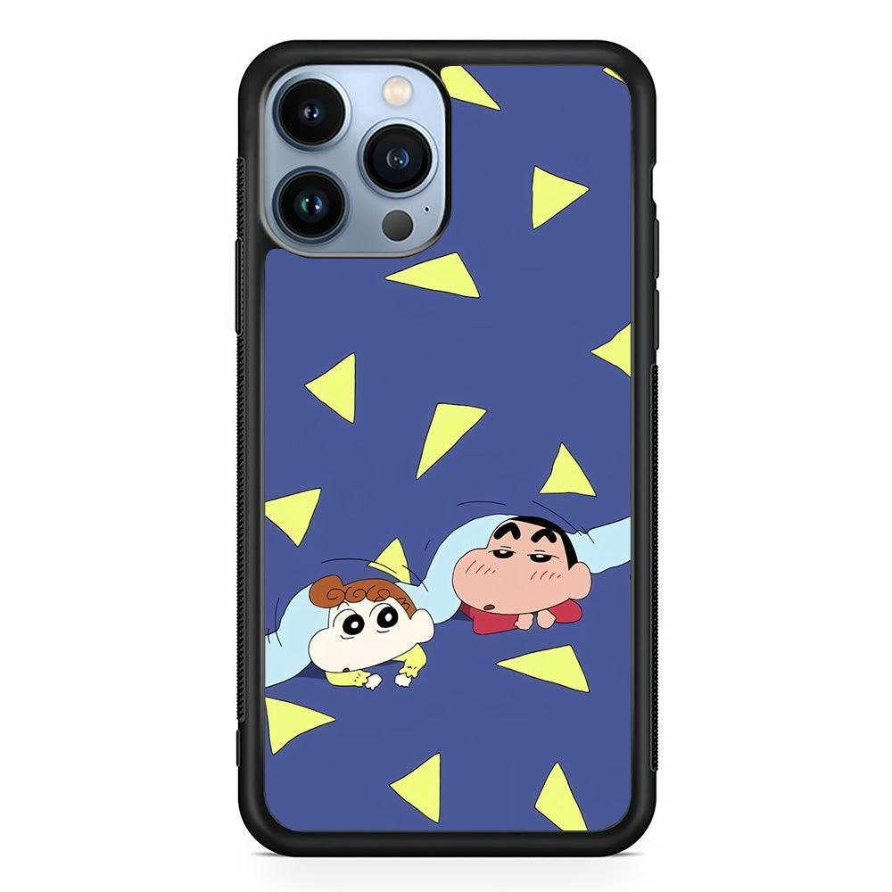 Crayon Shinchan Time to Sleep iPhone 13 Pro Max Case-Rubber Black (2D Case)-Oxvistore
