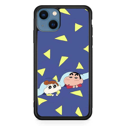 Crayon Shinchan Time to Sleep iPhone 15 Case-Rubber Black (2D Case)-Oxvistore