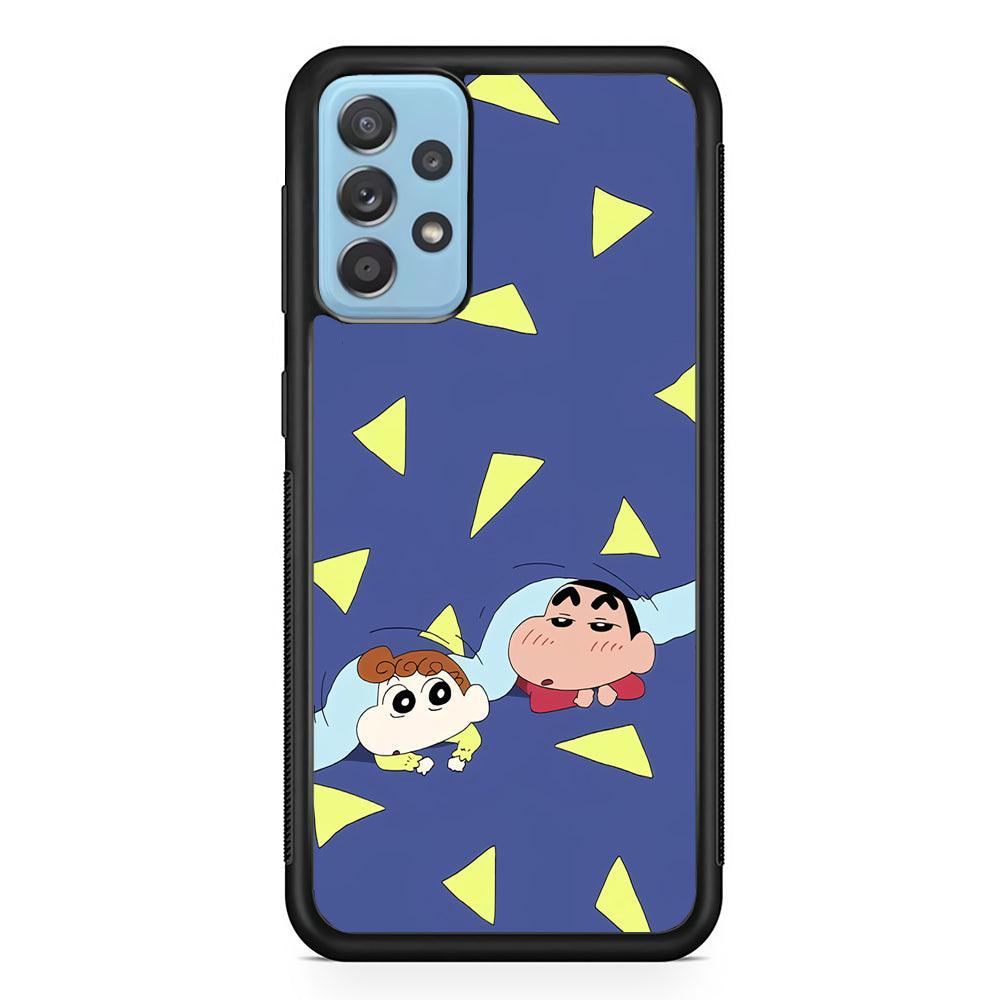 Crayon Shinchan Time to Sleep Samsung Galaxy A72 Case-Rubber Black (2D Case)-Oxvistore