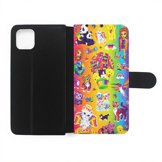 Cute Animal Cartoon Rainbow Pattern Flip Wallet Phone Case