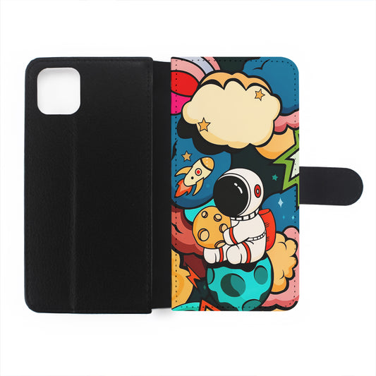 Cute Astronaut Hug The Planet Flip Wallet Phone Case