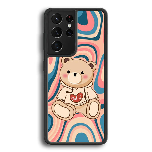 Cute Bear with Hoodie Samsung Galaxy S23 Ultra Case-Rubber Black (2D Case)-Oxvistore