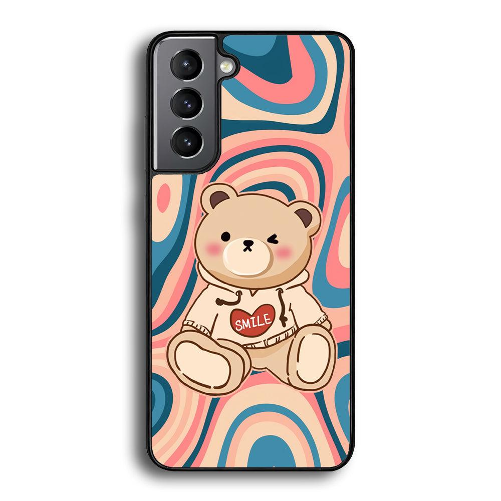 Cute Bear with Hoodie Samsung Galaxy S24 Case-Rubber White (2D Case)-Oxvistore