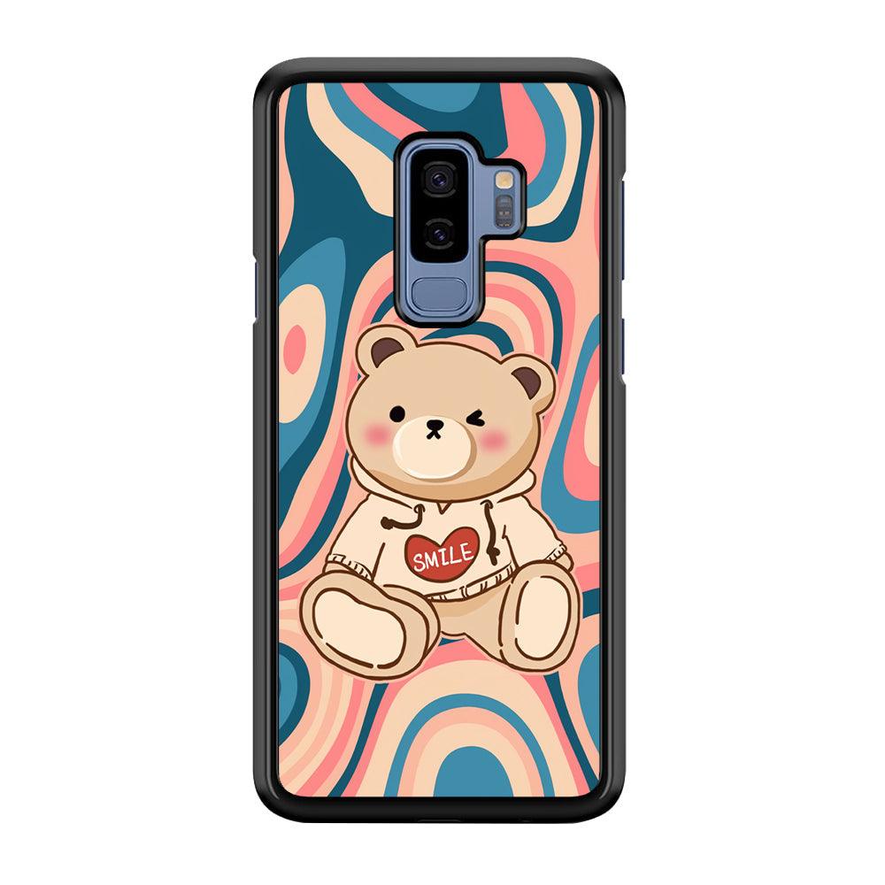 Cute Bear with Hoodie Samsung Galaxy S9 Plus Case-Rubber Black (2D Case)-Oxvistore