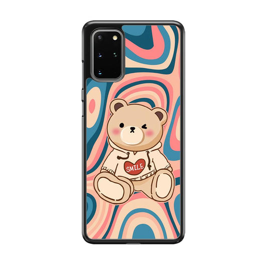 Cute Bear with Hoodie Samsung Galaxy S20 Plus Case-Rubber Black (2D Case)-Oxvistore