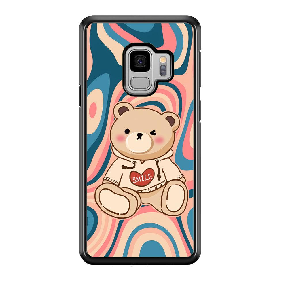 Cute Bear with Hoodie Samsung Galaxy S9 Case-Rubber Black (2D Case)-Oxvistore