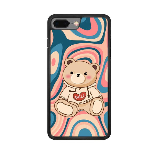 Cute Bear with Hoodie iPhone 8 Plus Case-Rubber White (2D Case)-Oxvistore