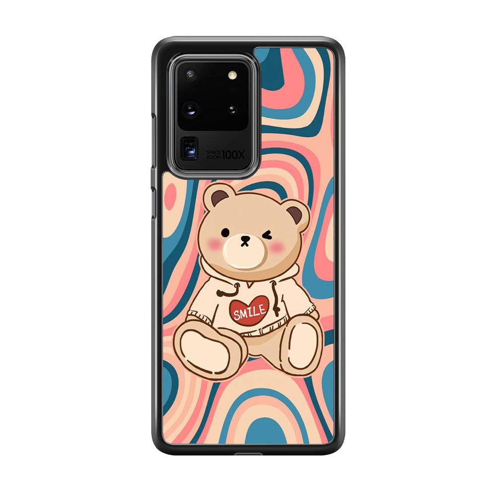 Cute Bear with Hoodie Samsung Galaxy S20 Ultra Case-Rubber Black (2D Case)-Oxvistore