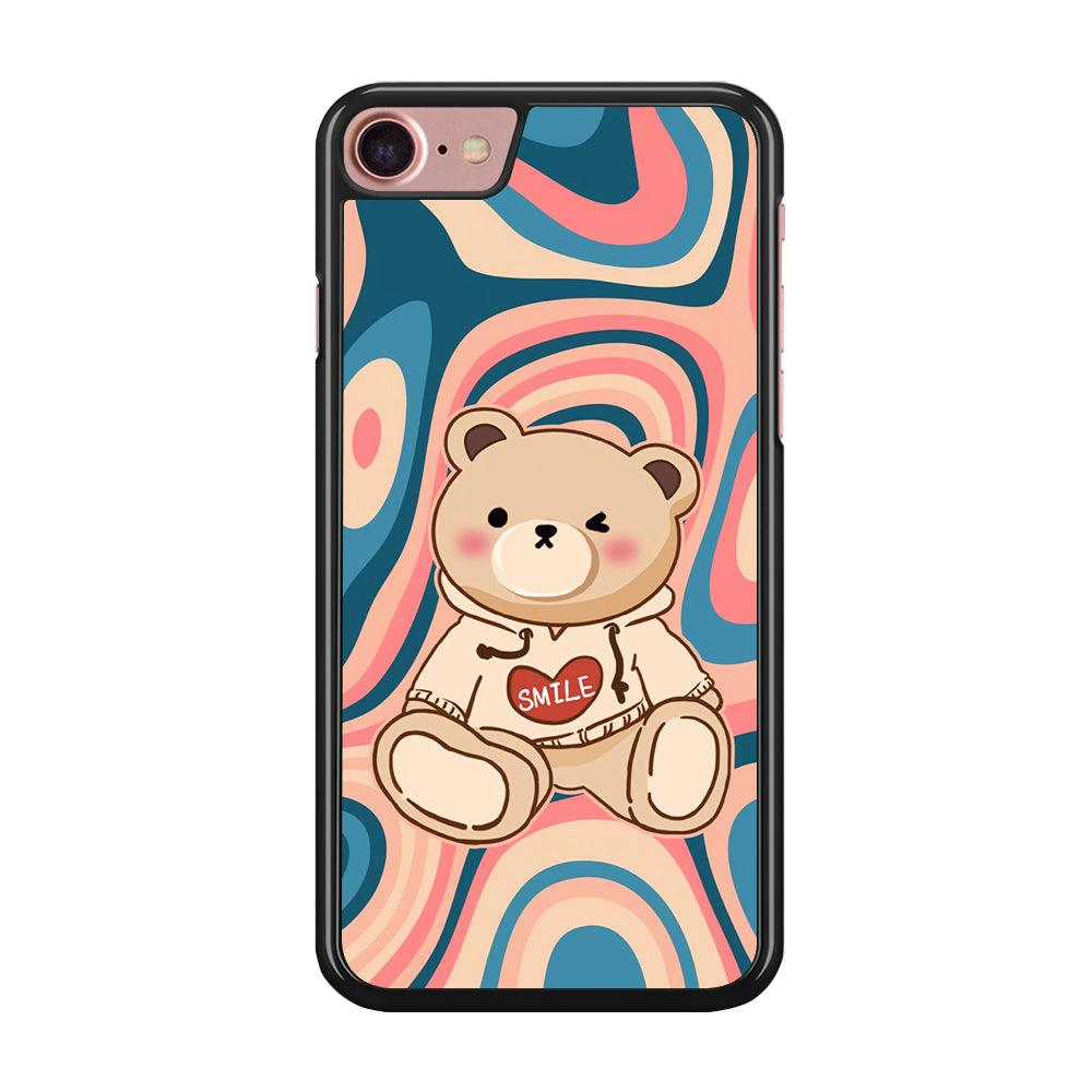 Cute Bear with Hoodie iPhone 7 Case-Rubber Black (2D Case)-Oxvistore