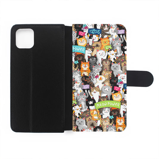 Cute Cats Meow Power Flip Wallet Phone Case