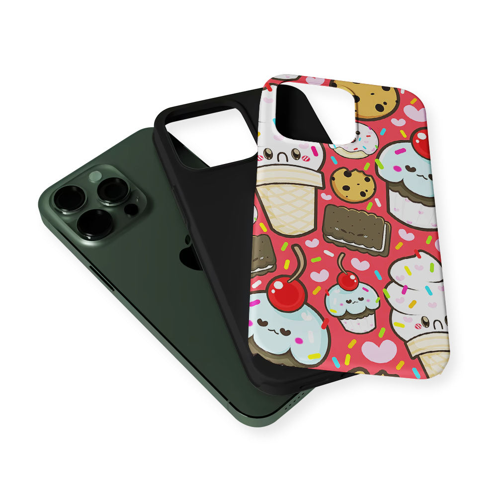 Cute Desserts Cupcake 2 in 1 Tough Phone Case