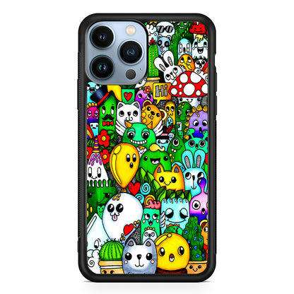 Cute Doodle Art Colorful 2D Rubber Phone Case