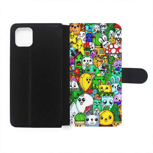 Cute Doodle Art Colorful Flip Wallet Phone Case