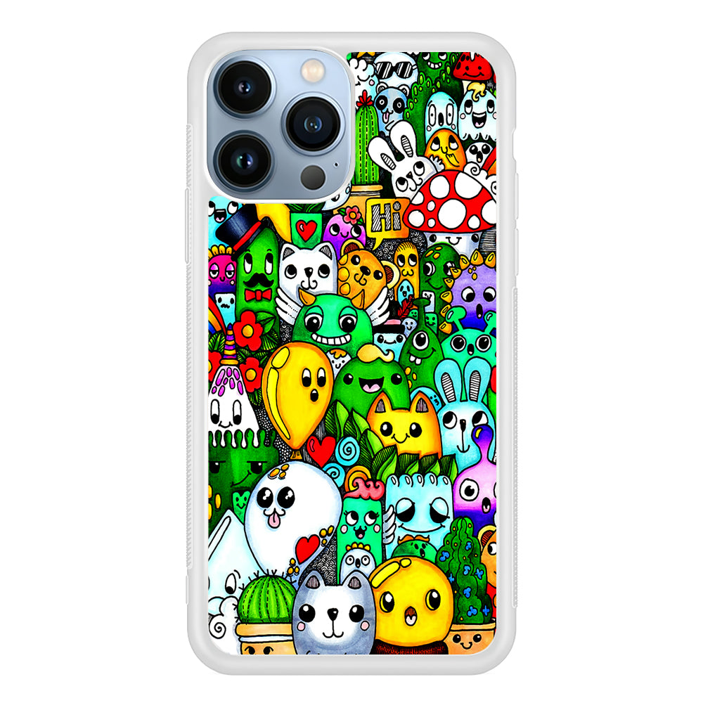 Cute Doodle Art Colorful 2D Rubber Phone Case