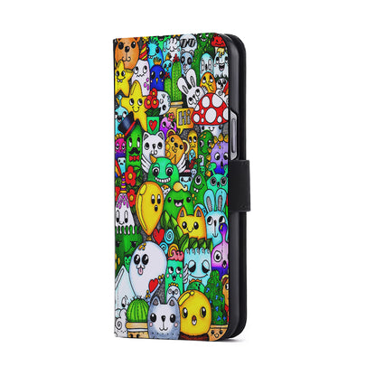 Cute Doodle Art Colorful Flip Wallet Phone Case