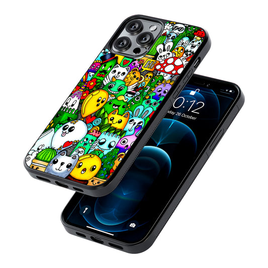 Cute Doodle Art Colorful 2D Rubber Phone Case