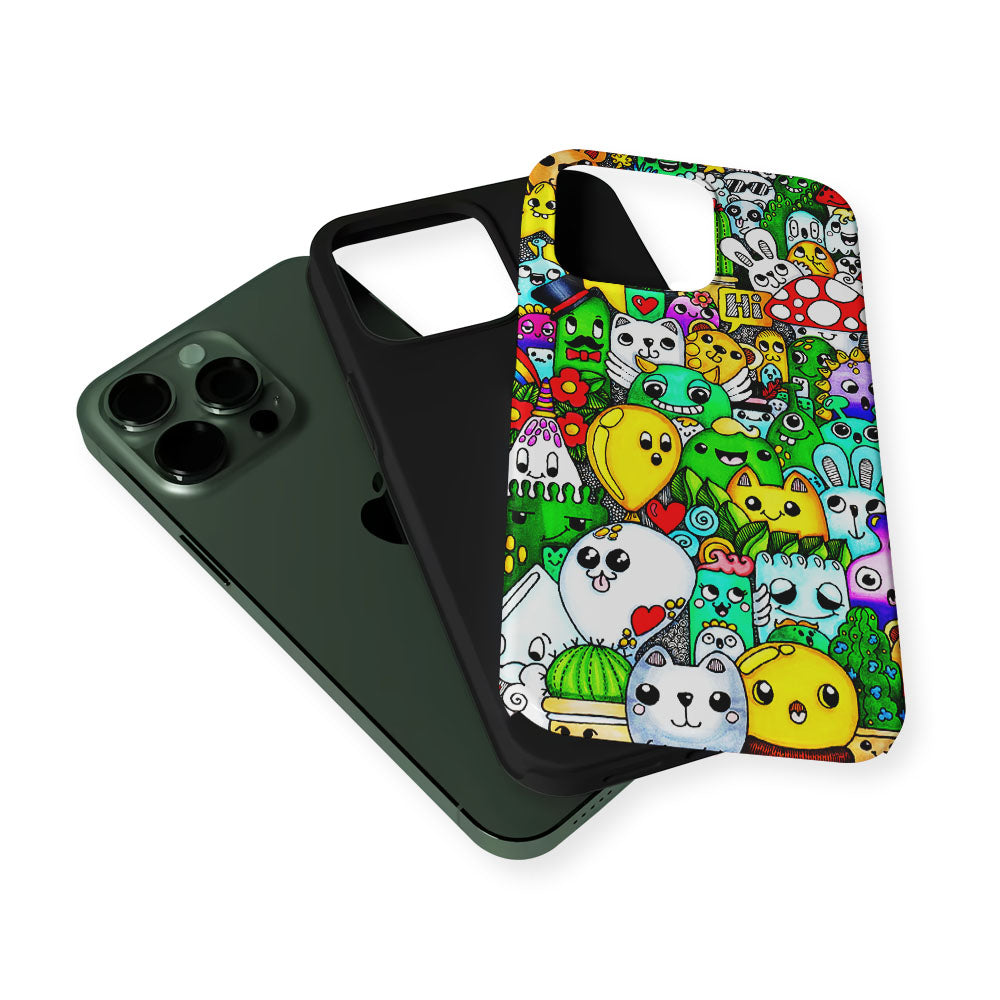 Cute Doodle Art Colorful 2 in 1 Tough Phone Case