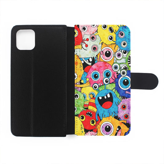 Cute Monster Doodle Flip Wallet Phone Case