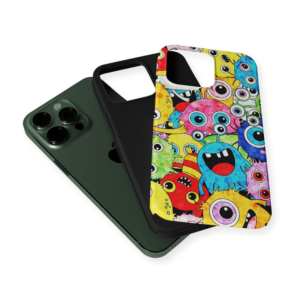 Cute Monster Doodle 2 in 1 Tough Phone Case