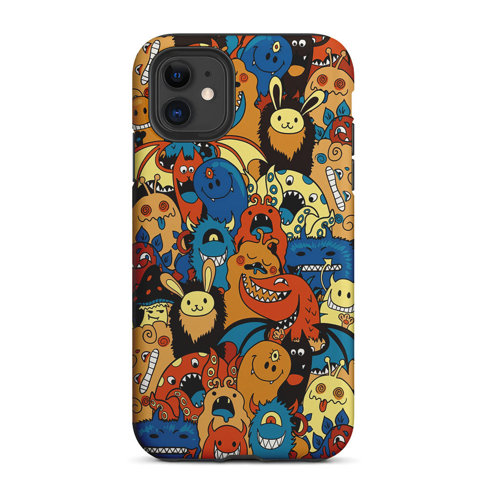 Cute Monsters Doodle Cartoon 2 in 1 Tough Phone Case