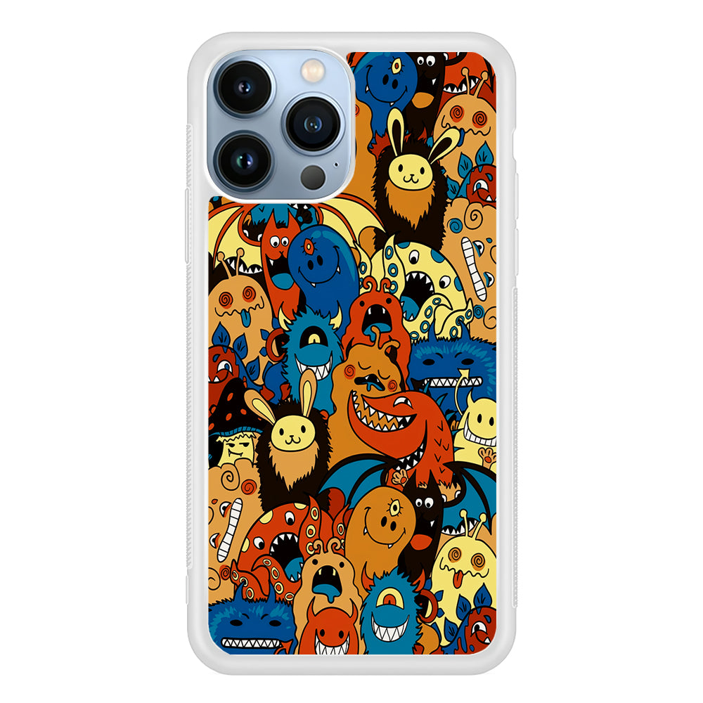 Cute Monsters Doodle Cartoon 2D Rubber Phone Case