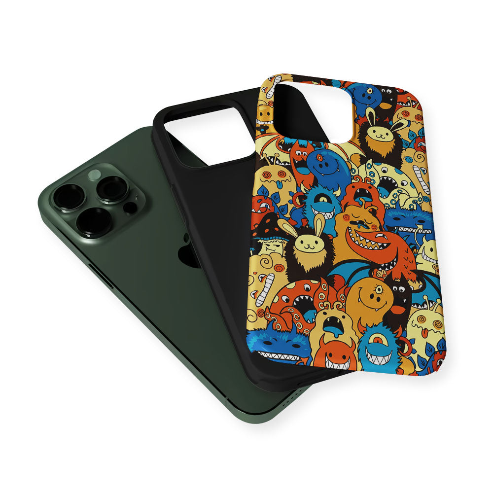 Cute Monsters Doodle Cartoon 2 in 1 Tough Phone Case