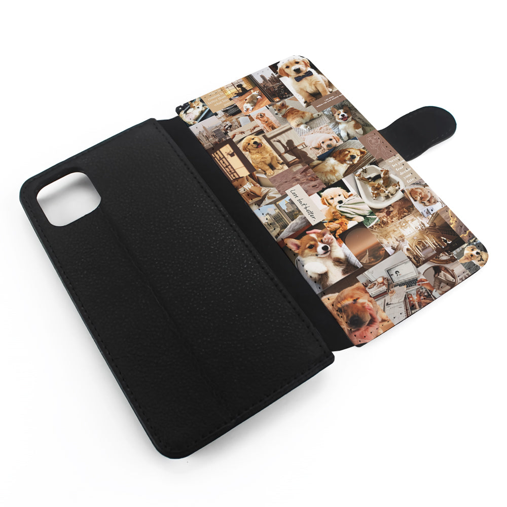 Cute Puppy Dog Aesthetic Flip Wallet Phone Case