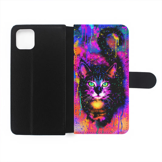 Cute Rainbow Cat Painting Flip Wallet Phone Case