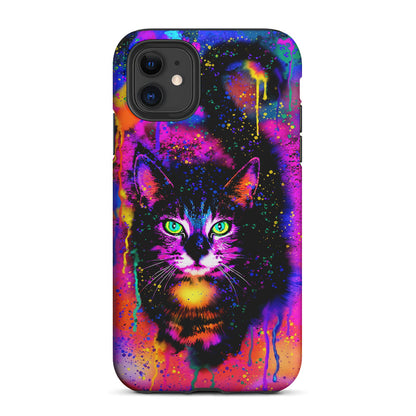 Cute Rainbow Cat Painting 2 in 1 Tough Phone Case