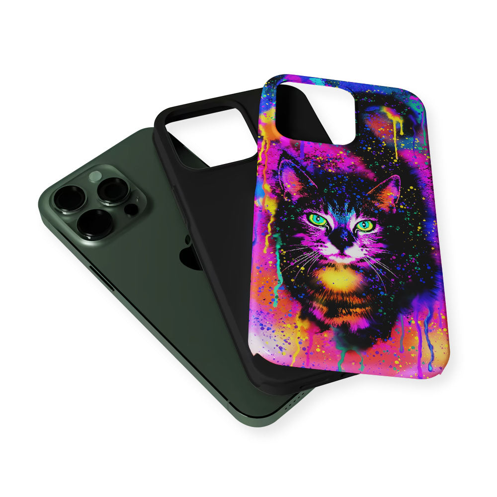 Cute Rainbow Cat Painting 2 in 1 Tough Phone Case