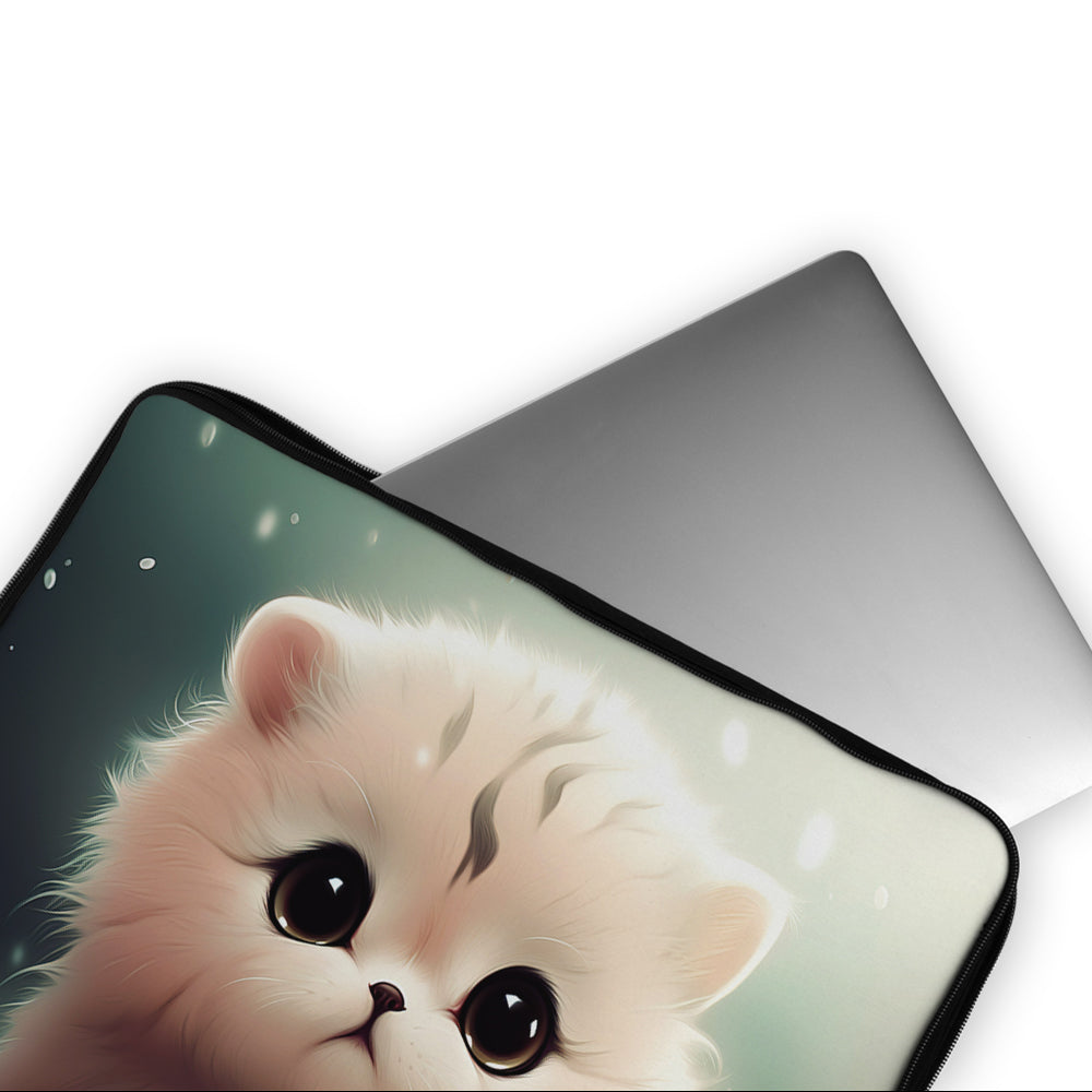 Cute White Kitten Laptop Sleeve Protective Cover