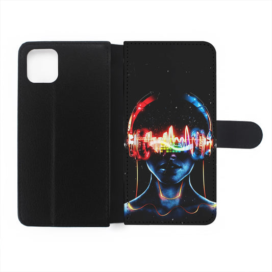 DJ Women Digital Music Art Flip Wallet Phone Case