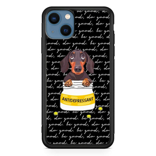 Dachshund Antidepressant iPhone 15 Plus Case-Rubber White (2D Case)-Oxvistore