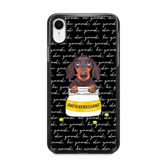 Dachshund Antidepressant iPhone XR Case-Rubber White (2D Case)-Oxvistore
