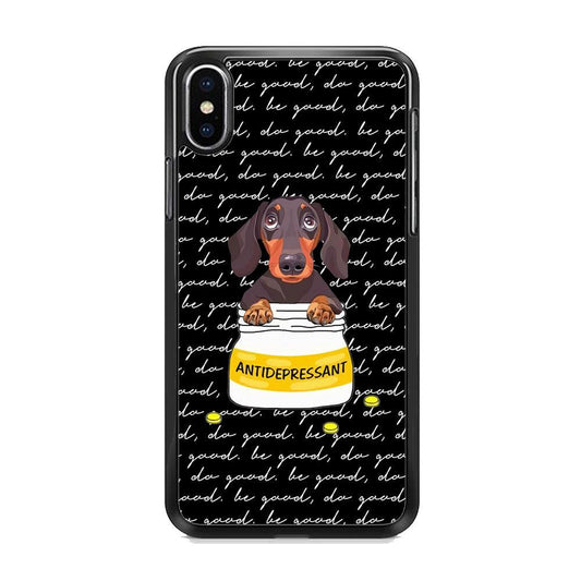 Dachshund Antidepressant iPhone X Case-Rubber White (2D Case)-Oxvistore