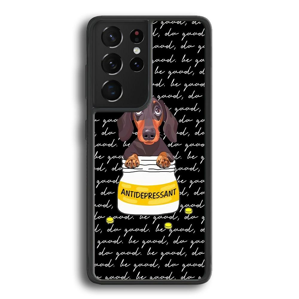 Dachshund Antidepressant Samsung Galaxy S23 Ultra Case-Rubber Black (2D Case)-Oxvistore