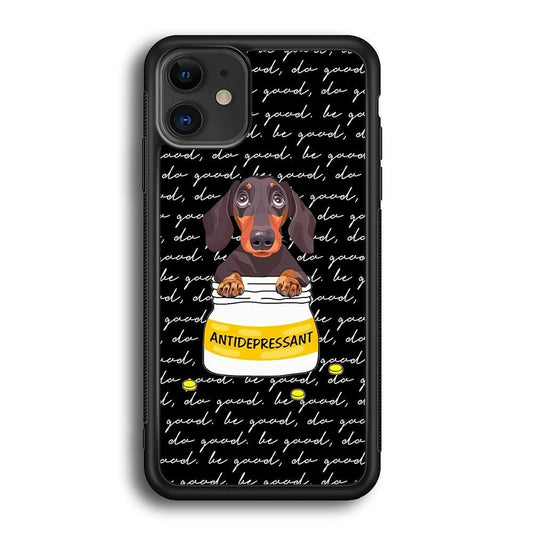 Dachshund Antidepressant iPhone 12 Case-Rubber Black (2D Case)-Oxvistore