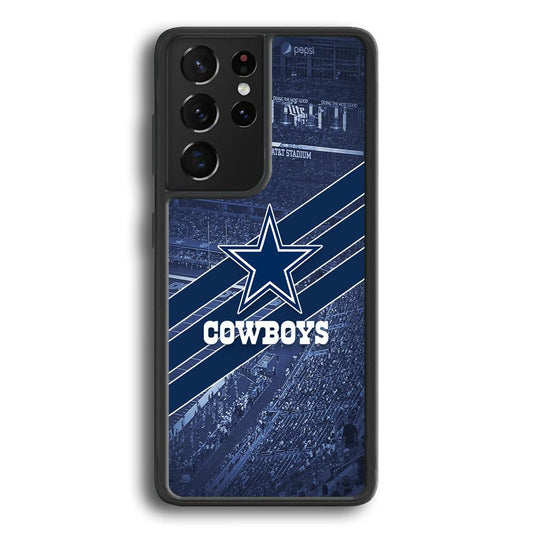 Dallas Cowboys All Blue at Stadium Samsung Galaxy S21 Ultra Case-Rubber Black (2D Case)-Oxvistore