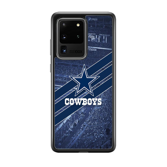 Dallas Cowboys All Blue at Stadium Samsung Galaxy S20 Ultra Case-Rubber Black (2D Case)-Oxvistore