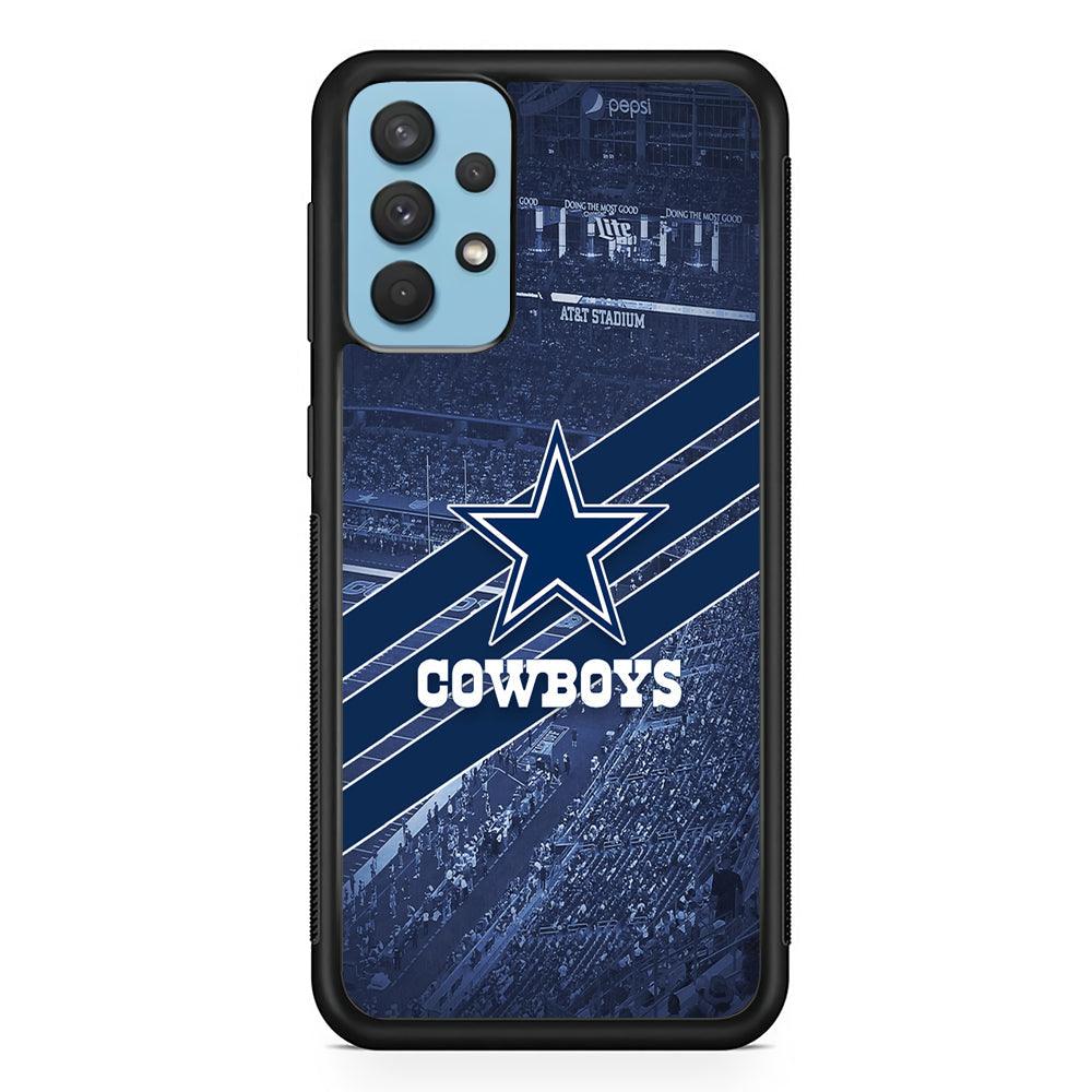 Dallas Cowboys All Blue at Stadium Samsung Galaxy A32 Case-Rubber Black (2D Case)-Oxvistore