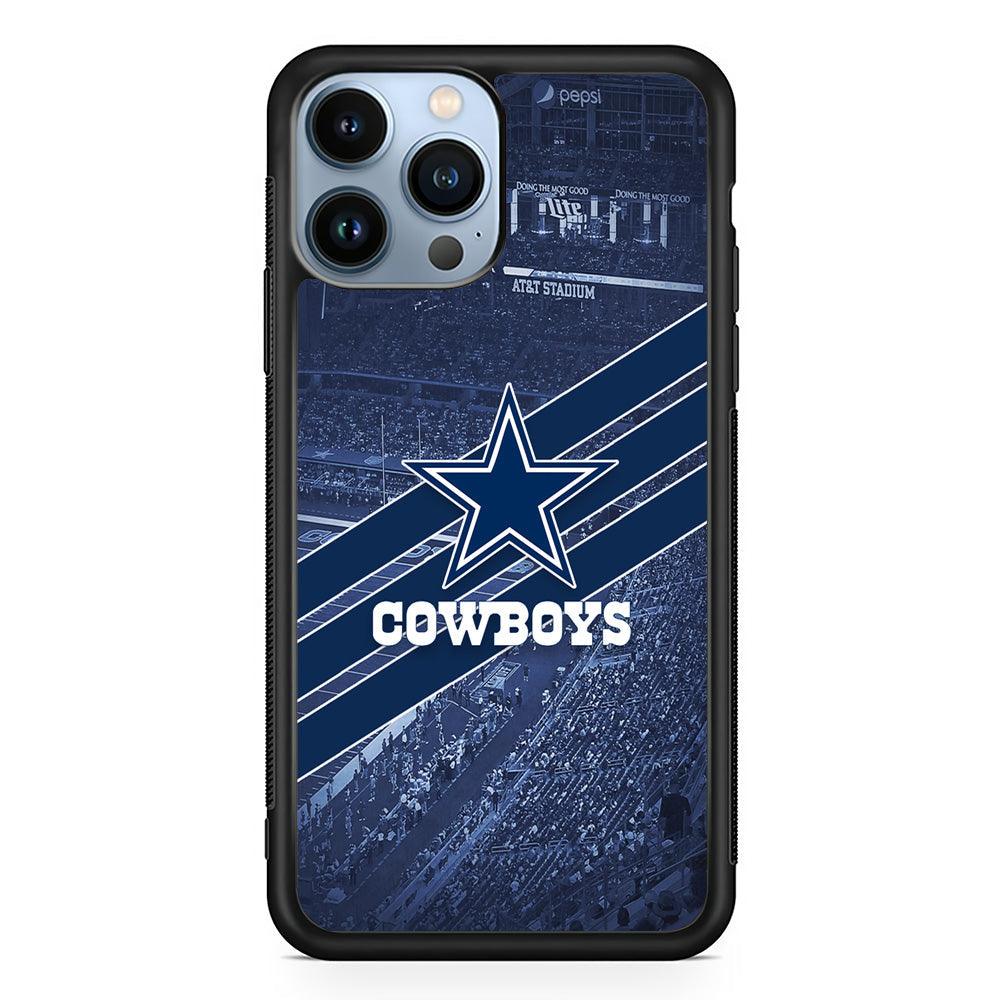Dallas Cowboys All Blue at Stadium iPhone 13 Pro Max Case-Rubber Black (2D Case)-Oxvistore