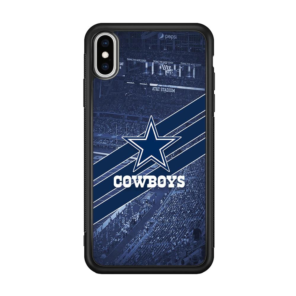 Dallas Cowboys All Blue at Stadium iPhone Xs Max Case-Rubber Black (2D Case)-Oxvistore