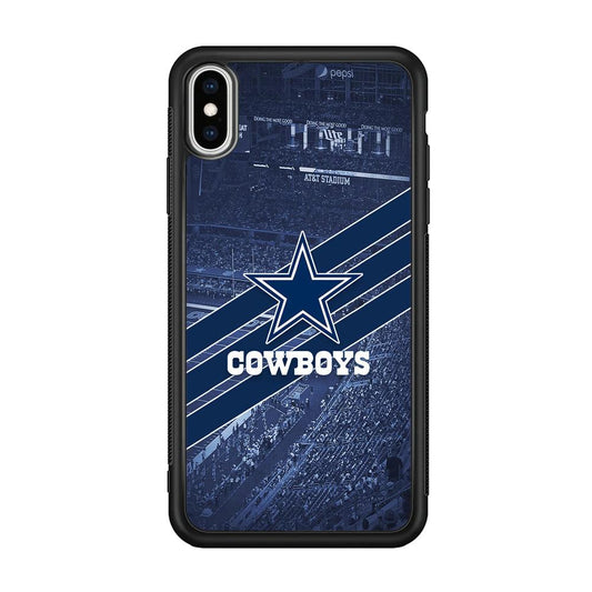 Dallas Cowboys All Blue at Stadium iPhone Xs Max Case-Rubber Black (2D Case)-Oxvistore