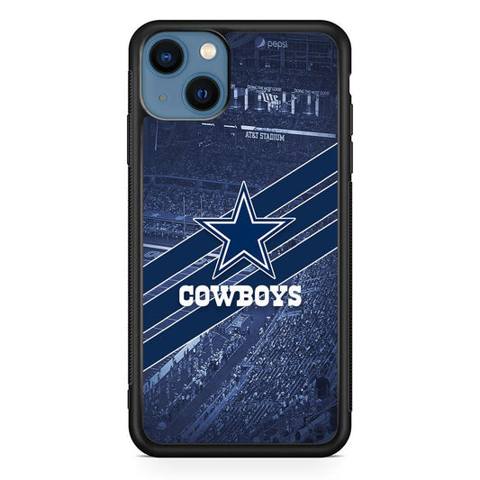Dallas Cowboys All Blue at Stadium iPhone 15 Case-Rubber Black (2D Case)-Oxvistore