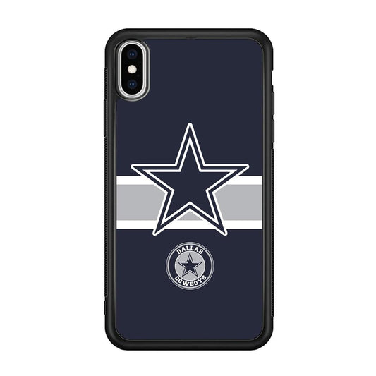 Dallas Cowboys Wide Star iPhone Xs Max Case-Rubber Black (2D Case)-Oxvistore