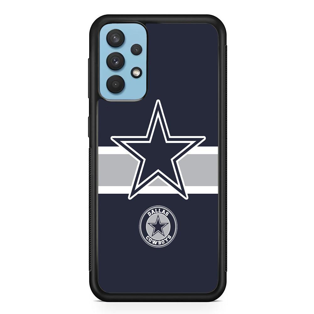 Dallas Cowboys Wide Star Samsung Galaxy A32 Case-Rubber Black (2D Case)-Oxvistore