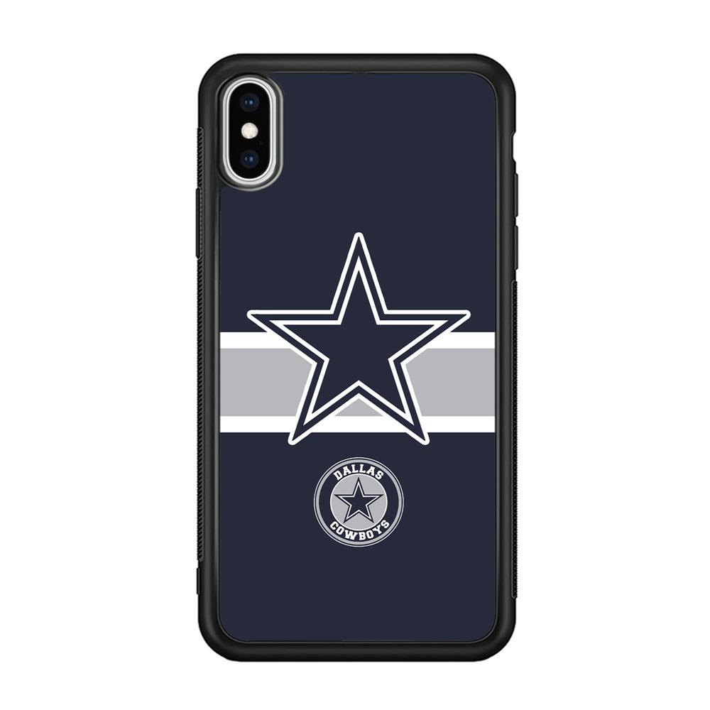 Dallas Cowboys Wide Star iPhone XS Case-Rubber Black (2D Case)-Oxvistore