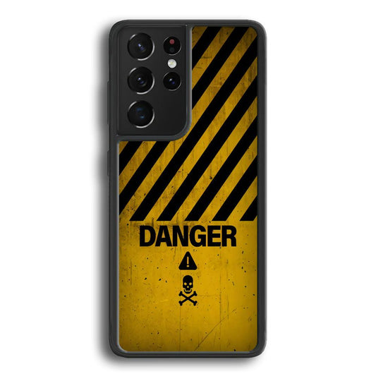 Danger Far Away From My Phone Samsung Galaxy S24 Ultra Case-Rubber White (2D Case)-Oxvistore