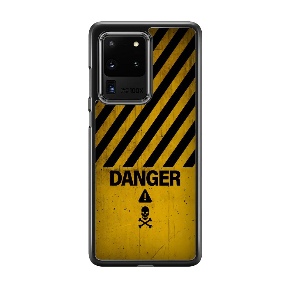 Danger Far Away From My Phone Samsung Galaxy S20 Ultra Case-Rubber White (2D Case)-Oxvistore