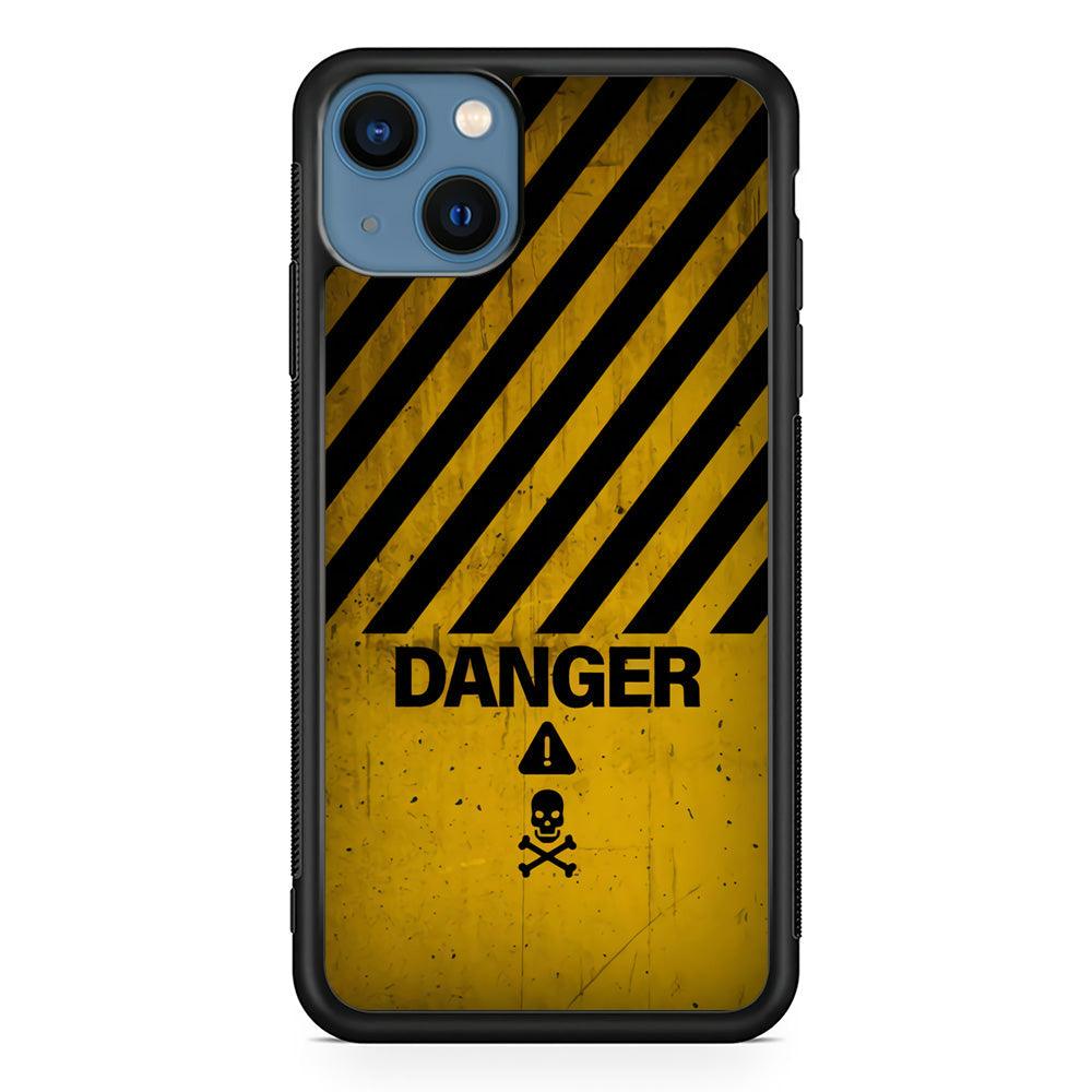 Danger Far Away From My Phone iPhone 15 Case-Rubber White (2D Case)-Oxvistore